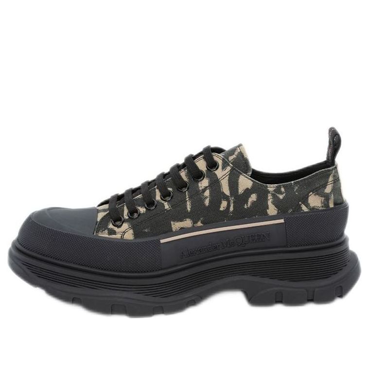 Alexander McQueen Graffiti Tread Slick Low Lace Up Beige Black