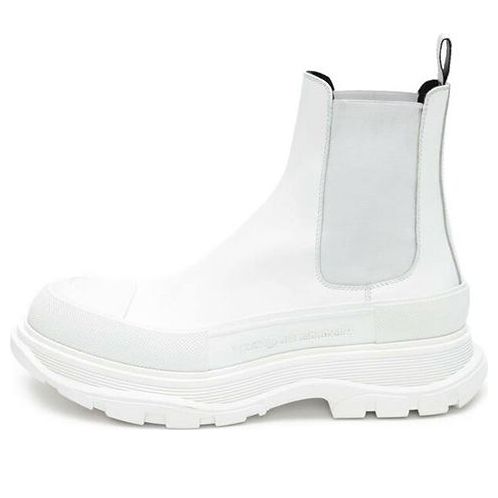 Alexander McQueen Tread Slick Chelsea Boot Leather Triple White