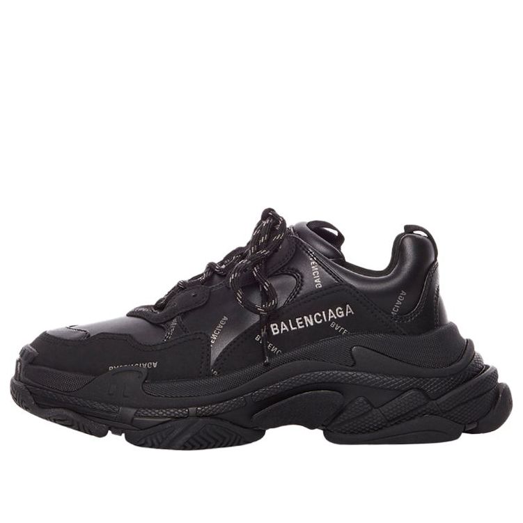 Balenciaga Triple S AllOver Logo Black Grey Leather Free