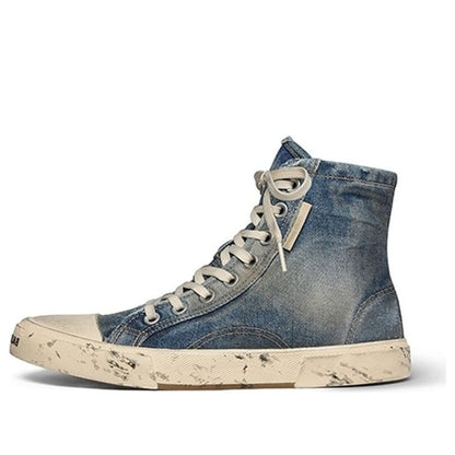 Balenciaga Paris High Top Blue Destroyed Denim