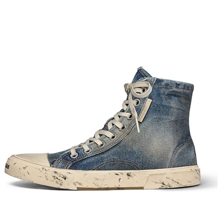Balenciaga Paris High Top Blue Destroyed Denim