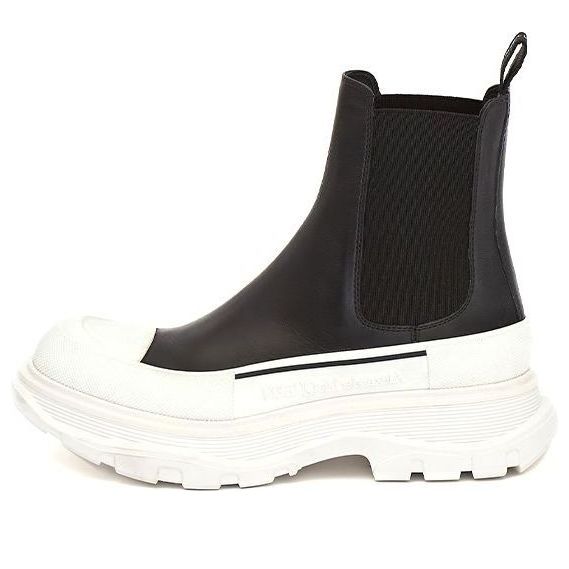 Alexander McQueen Chelsea Tread Ankle Boot Black White (Women's)