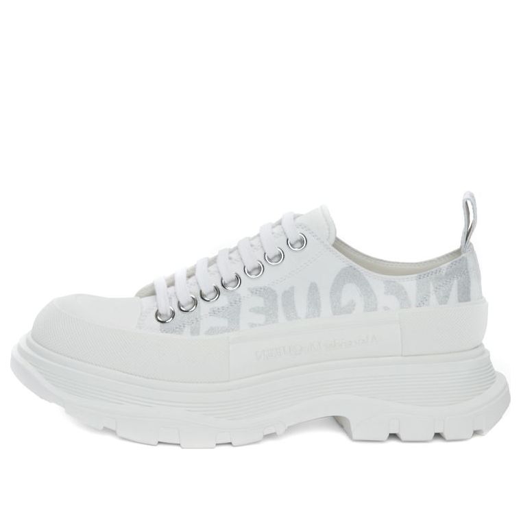 Alexander McQueen Tread Slick Low Lace Up Graffiti White Silver (Women's)
