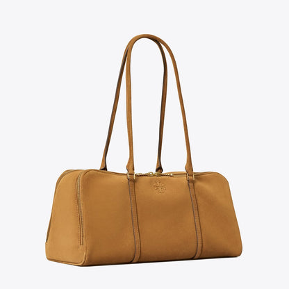 Tory Burch Marshmallow Suede Satchel CHICORY BROWN
