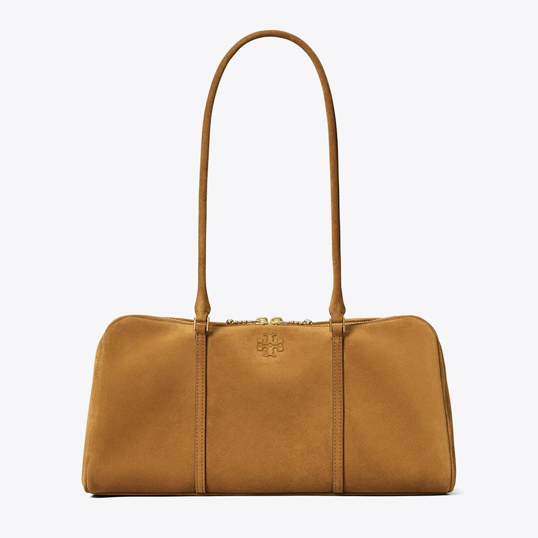 Tory Burch Marshmallow Suede Satchel CHICORY BROWN