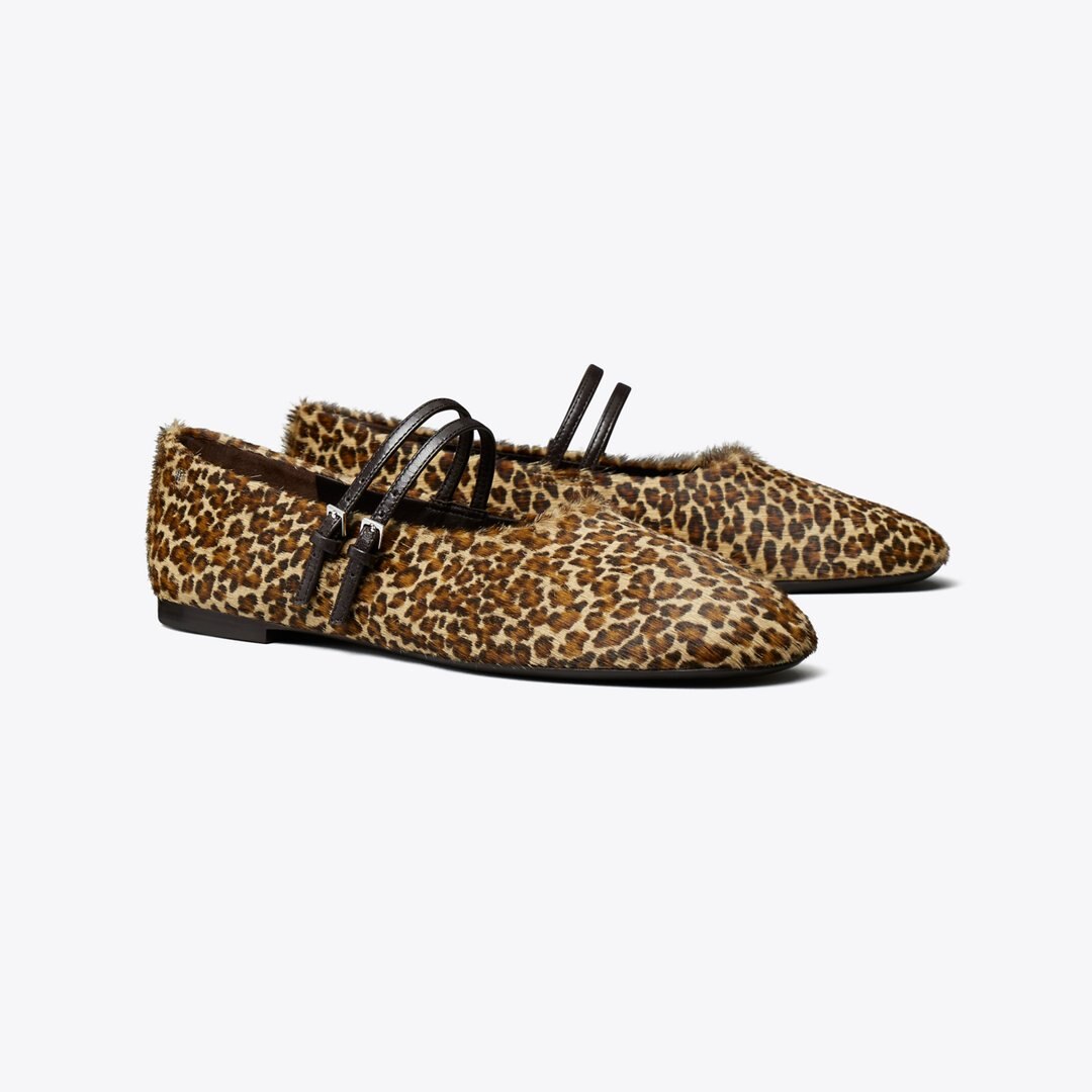 Tory Burch Mary Jane Two-Band Ballet LEOPARD MULTI