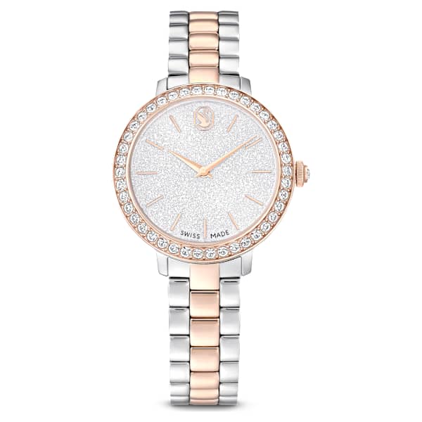 Swarovski Matrix 3-Link Watch Swiss Made Metal Bracelet Silver Tone Rose Gold-Tone Finish SW5715028