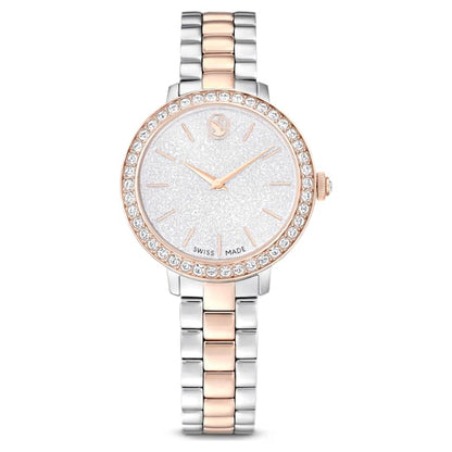 Swarovski Matrix 3-Link Watch Swiss Made Metal Bracelet Silver Tone Rose Gold-Tone Finish SW5715028