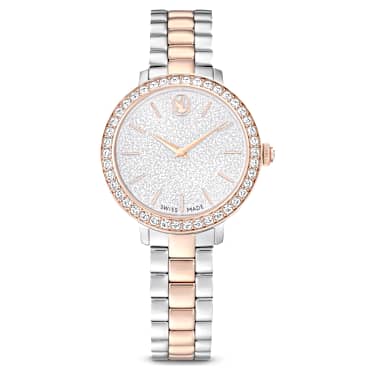 Swarovski Matrix 3-Link Watch Swiss Made Metal Bracelet Silver Tone Rose Gold-Tone Finish SW5715028