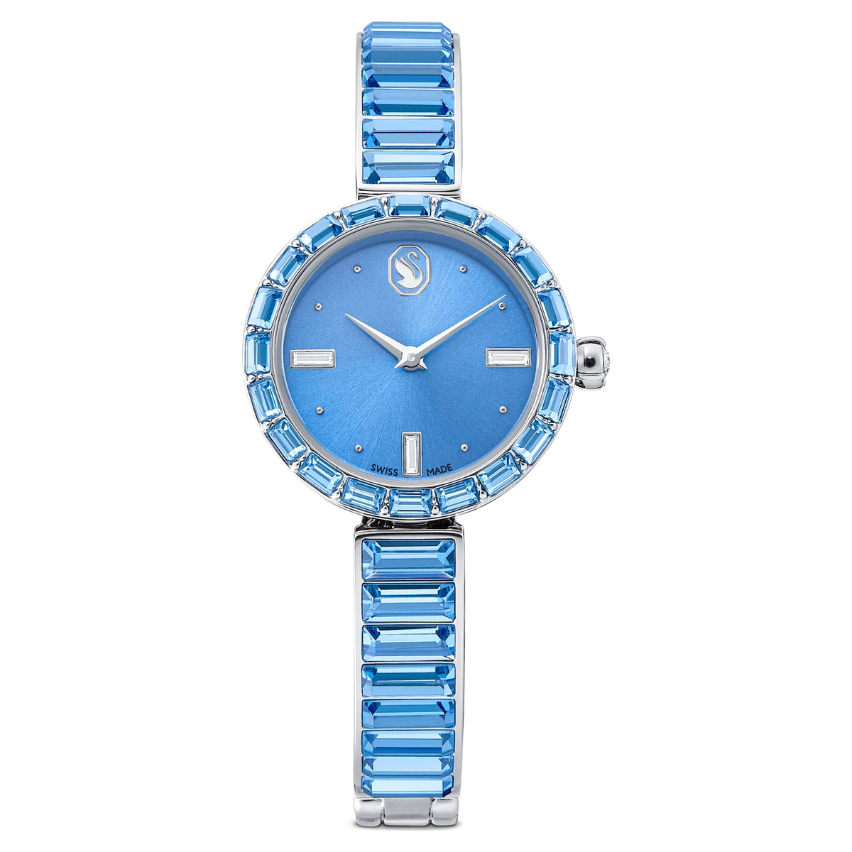 Swarovski Matrix Bangle Watch Swiss Made Crystal Bracelet Blue Stainless Steel SW5730172
