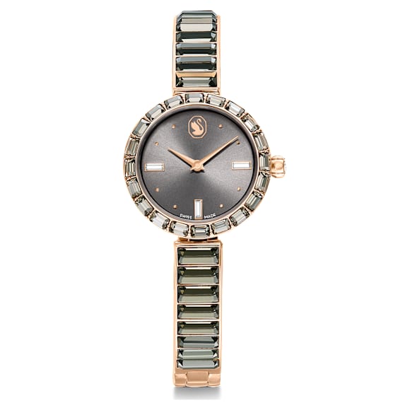 Swarovski Matrix Bangle Watch Swiss Made Crystal Bracelet Gray Rose Gold-Tone Finish SW5679887