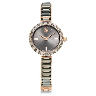 Swarovski Matrix Bangle Watch Swiss Made Crystal Bracelet Gray Rose Gold-Tone Finish SW5679887