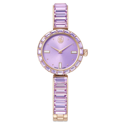 Swarovski Matrix Bangle Watch Swiss Made Crystal Bracelet Purple Champagne Gold-Tone Finish SW5743713