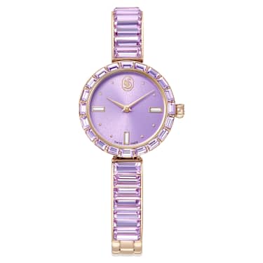 Swarovski Matrix Bangle Watch Swiss Made Crystal Bracelet Purple Champagne Gold-Tone Finish SW5743713
