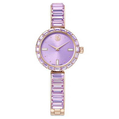 Swarovski Matrix Bangle Watch Swiss Made Crystal Bracelet Purple Champagne Gold-Tone Finish SW5743713