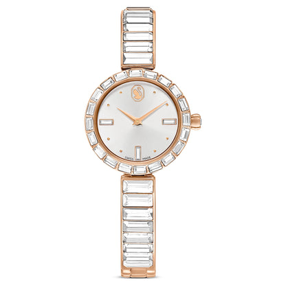Swarovski Matrix Bangle Watch Swiss Made Crystal Bracelet White Rose Gold-Tone Finish SW5677484