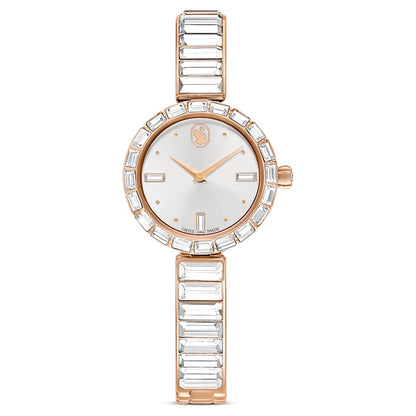 Swarovski Matrix Bangle Watch Swiss Made Crystal Bracelet White Rose Gold-Tone Finish SW5677484