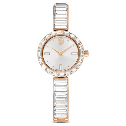 Swarovski Matrix Bangle Watch Swiss Made Crystal Bracelet White Rose Gold-Tone Finish SW5677484