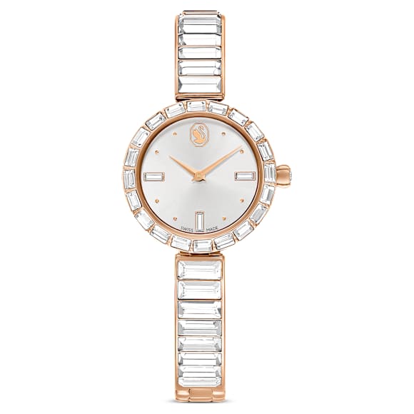 Swarovski Matrix Bangle Watch Swiss Made Crystal Bracelet White Rose Gold-Tone Finish SW5677484