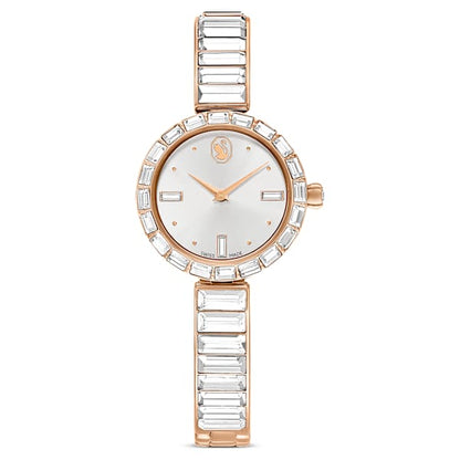 Swarovski Matrix Bangle Watch Swiss Made Crystal Bracelet White Rose Gold-Tone Finish SW5677484