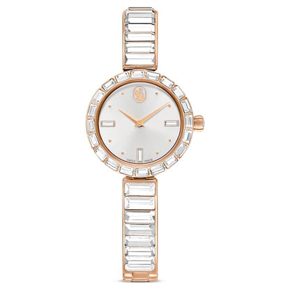 Swarovski Matrix Bangle Watch Swiss Made Crystal Bracelet White Rose Gold-Tone Finish SW5677484