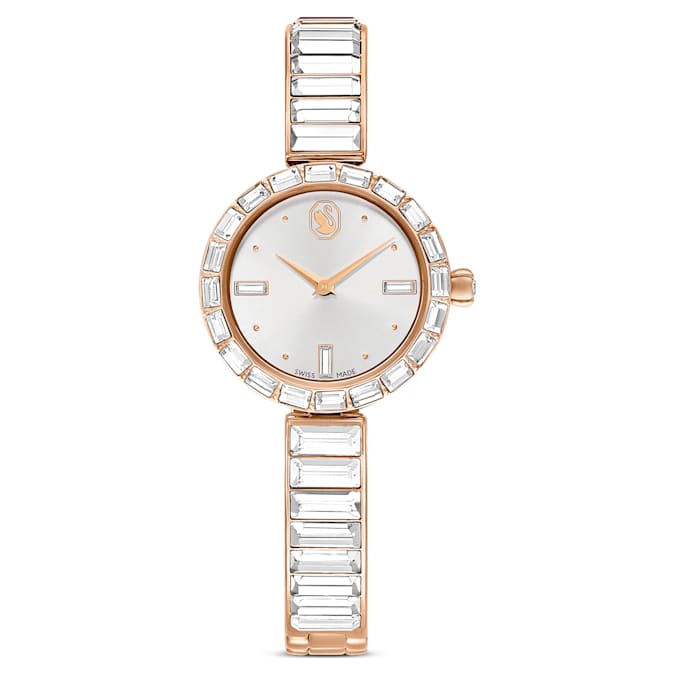 Swarovski Matrix Bangle Watch Swiss Made Crystal Bracelet White Rose Gold-Tone Finish SW5677484