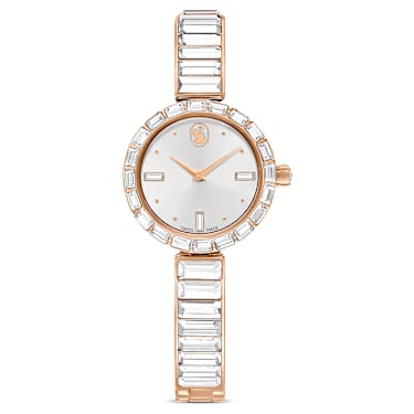 Swarovski Matrix Bangle Watch Swiss Made Crystal Bracelet White Rose Gold-Tone Finish SW5677484