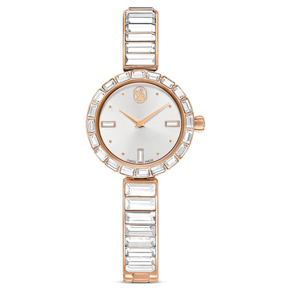 Swarovski Matrix Bangle Watch Swiss Made Crystal Bracelet White Rose Gold-Tone Finish SW5677484