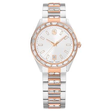 Swarovski Matrix Date Watch Swiss Made Metal Bracelet Rose Gold Tone Mixed Metal Finish SW5734663