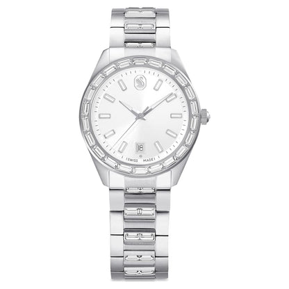 Swarovski Matrix Date Watch Swiss Made Metal Bracelet Silver Tone Stainless Steel SW5734665
