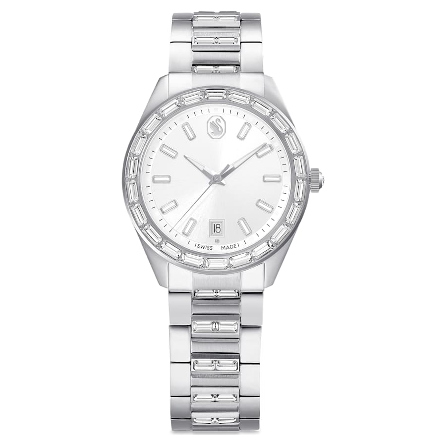 Swarovski Matrix Date Watch Swiss Made Metal Bracelet Silver Tone Stainless Steel SW5734665