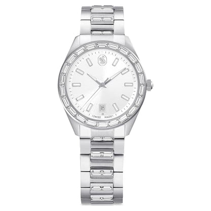 Swarovski Matrix Date Watch Swiss Made Metal Bracelet Silver Tone Stainless Steel SW5734665
