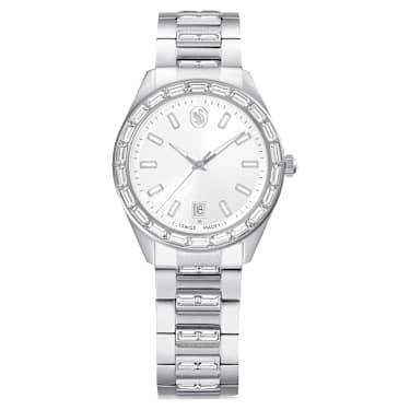 Swarovski Matrix Date Watch Swiss Made Metal Bracelet Silver Tone Stainless Steel SW5734665