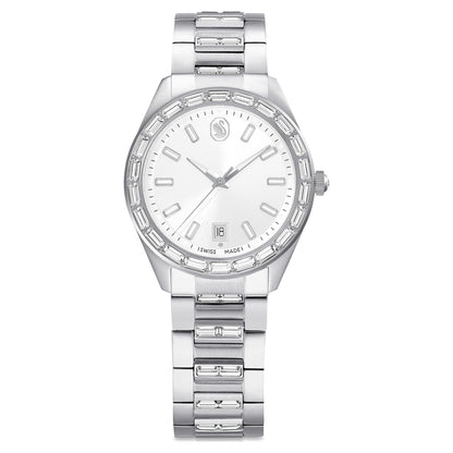 Swarovski Matrix Date Watch Swiss Made Metal Bracelet Silver Tone Stainless Steel SW5734665
