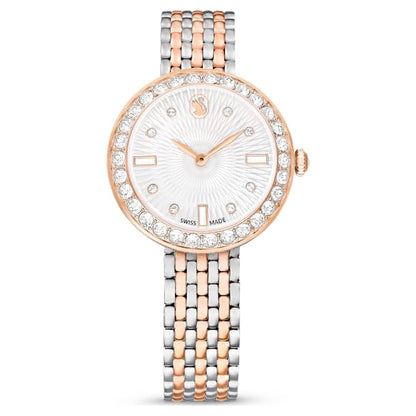 Swarovski Matrix Tennis 7-Link Watch Swiss Made Metal Bracelet Rose Gold Tone Mixed Metal Finish SW5672971