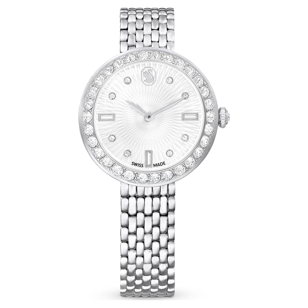Swarovski Matrix Tennis 7-Link Watch Swiss Made Metal Bracelet Silver Tone Stainless Steel SW5673022