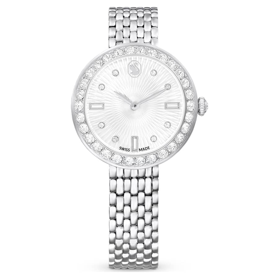 Swarovski Matrix Tennis 7-Link Watch Swiss Made Metal Bracelet Silver Tone Stainless Steel SW5673022