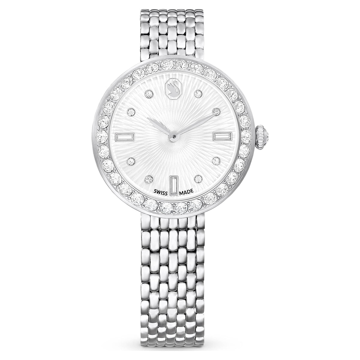 Swarovski Matrix Tennis 7-Link Watch Swiss Made Metal Bracelet Silver Tone Stainless Steel SW5673022