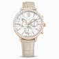 Swarovski Matrix Tennis Chrono Watch Swiss Made Leather Strap Beige Rose Gold-Tone Finish SW5702849