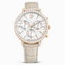 Swarovski Matrix Tennis Chrono Watch Swiss Made Leather Strap Beige Rose Gold-Tone Finish SW5702849