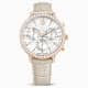 Swarovski Matrix Tennis Chrono Watch Swiss Made Leather Strap Beige Rose Gold-Tone Finish SW5702849