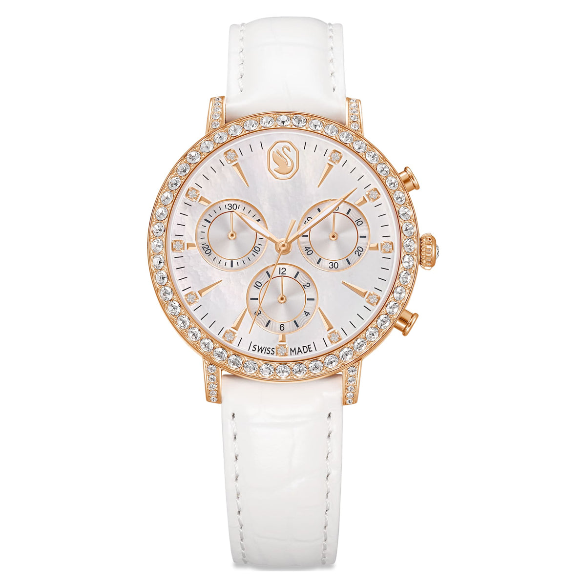 Swarovski Matrix Tennis Chrono Watch Swiss Made Leather Strap Rose Gold Tone Rose Gold-Tone Finish SW5754536