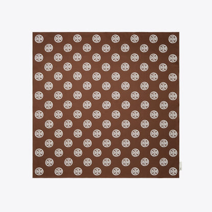 Tory Burch Medallion Logo Silk Square Scarf Deep Walnut