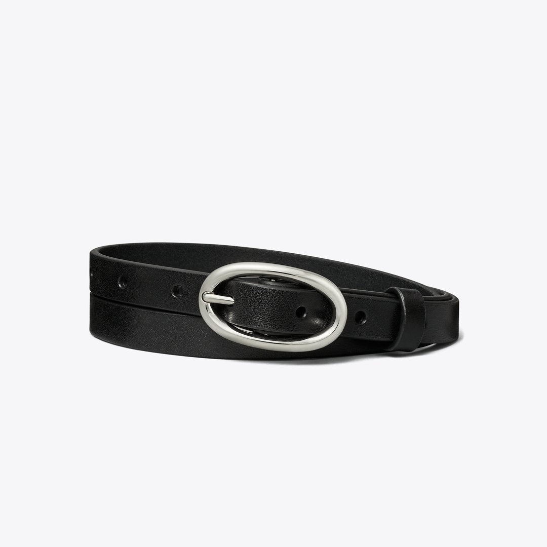 Tory Burch Medium Pierced Buckle Belt Black/Silver