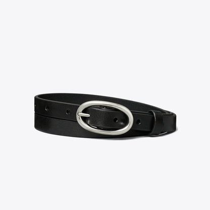 Tory Burch Medium Pierced Buckle Belt Black/Silver