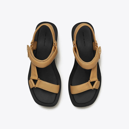 Tory Burch Mellow Platform Sandal GINGER SHORTBREAD / GOLD / PERFECT BLACK