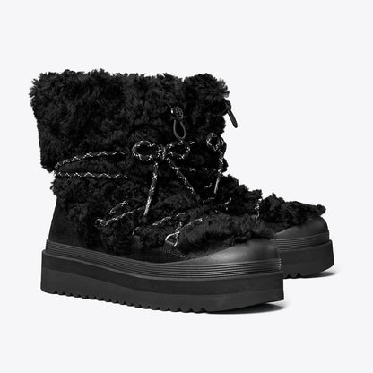 Tory Burch Mellow Shearling Lace-Up Boot PERFECT BLACK / PERFECT BLACK