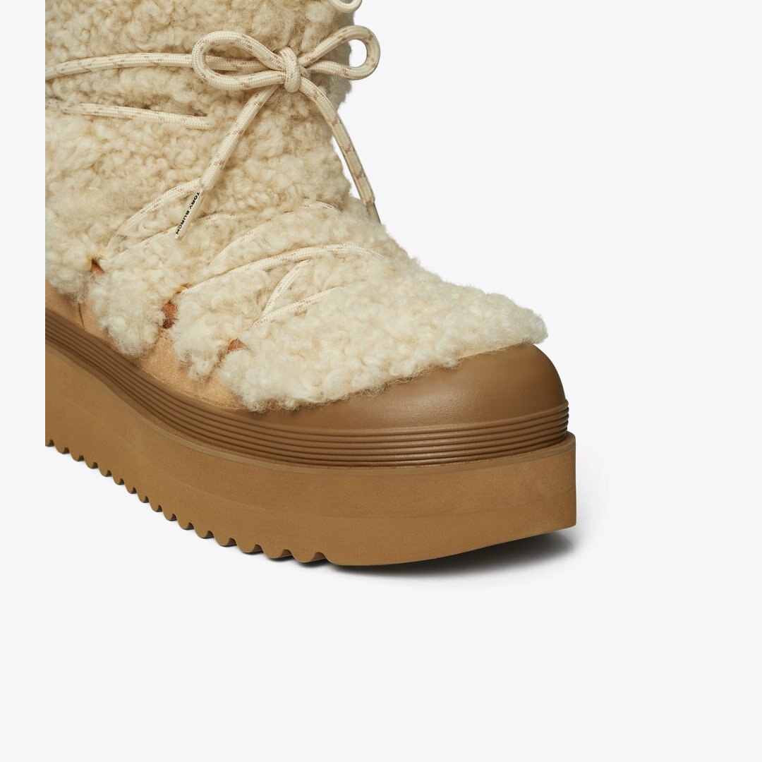 Tory Burch Mellow Shearling Lace-Up Boot BUTTERMILK / LIGHT CHESTNUT