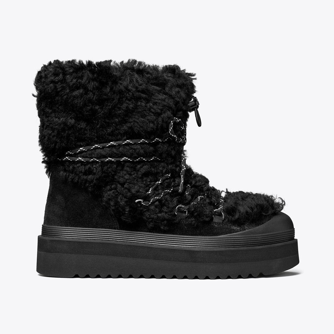 Tory Burch Mellow Shearling Lace-Up Boot PERFECT BLACK / PERFECT BLACK