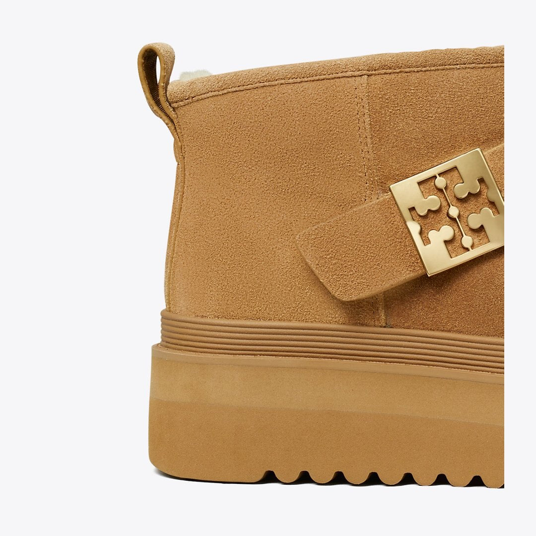 Tory Burch Mellow Shearling Platform Boot CHESTNUT / GOLD